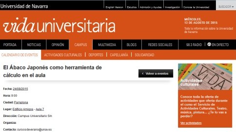 Taller de ábaco japonés en la Universidad de Navarra